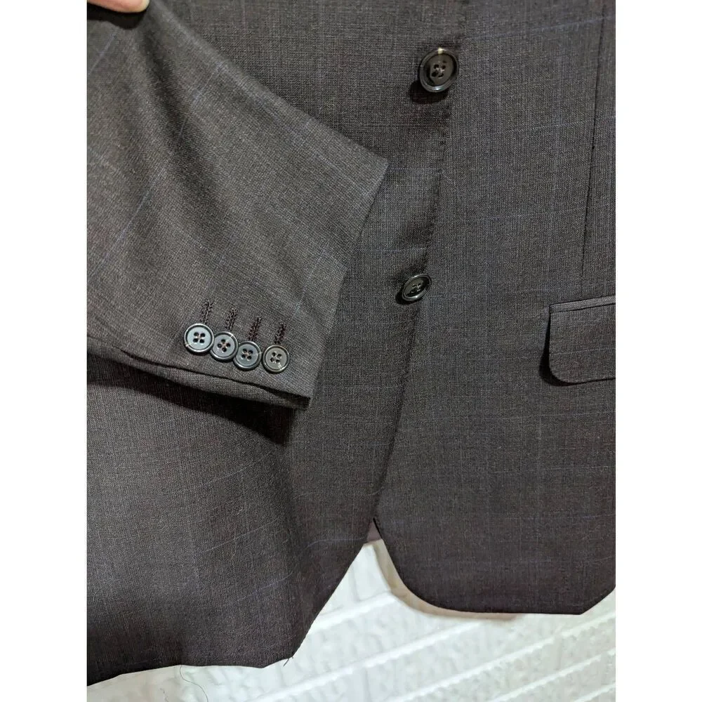 Ermenegildo Zegna Men's Brown Plaid Pattern Single Breasted Suit Set Size 42R